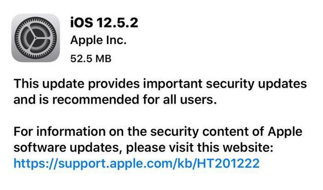 丹东苹果手机维修分享iOS12.5.2发布，建议所有老苹果用户安装 
